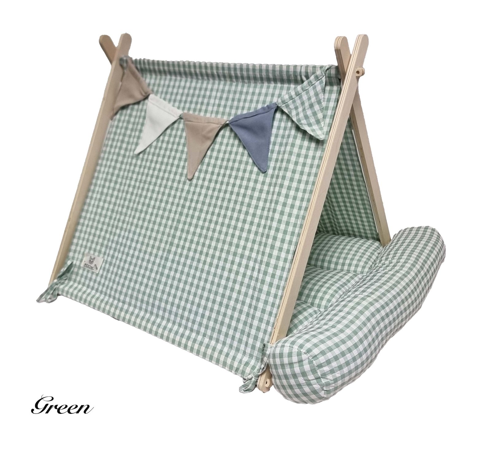 Dog Tent Bed with Luxury Plaid Cushion