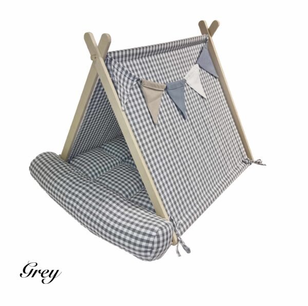 Dog Tent Bed with Luxury Plaid Cushion