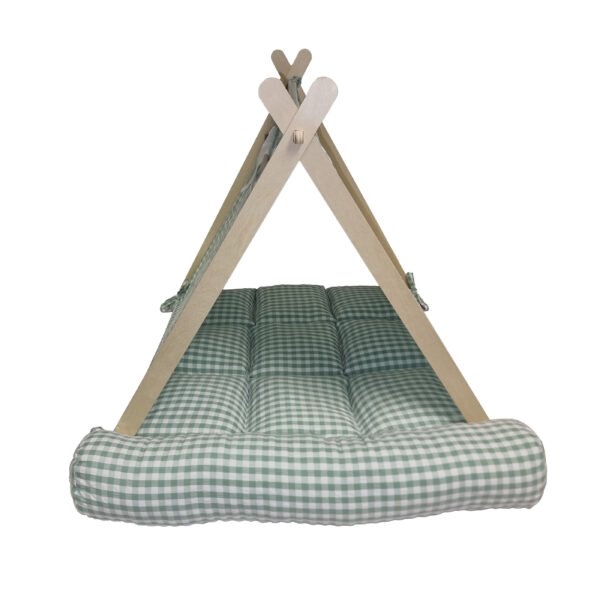 Dog Tent Bed with Luxury Plaid Cushion