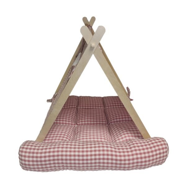 Dog Tent Bed with Luxury Plaid Cushion