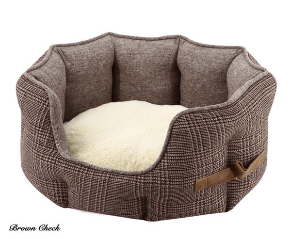 Classic Check Tweed Oval Dog Bed with Luxury Tweed and Plush Cushion Fabric - Image 2