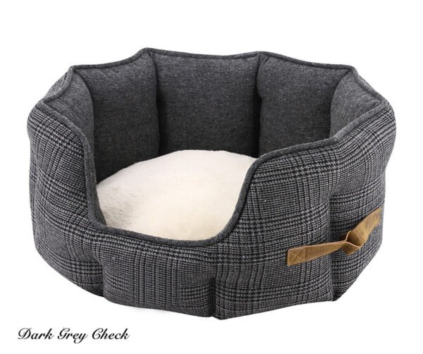 Classic Check Tweed Oval Dog Bed with Luxury Tweed and Plush Cushion Fabric - Image 3