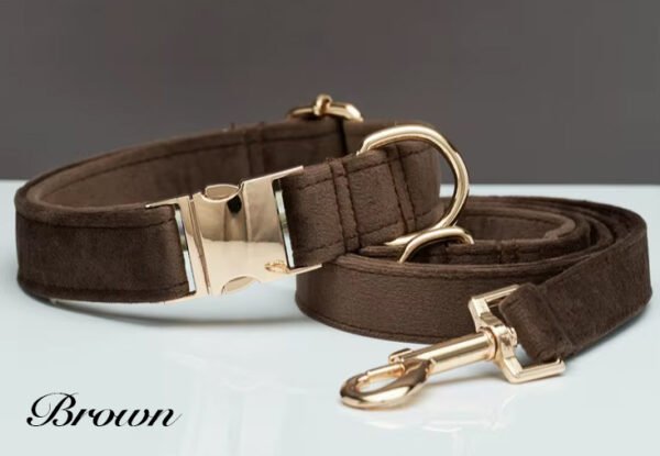 Dog Collar & Lead Luxury Soft Velvet