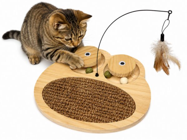 Interactive Wooden Cat Toy